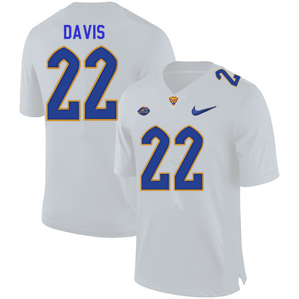 Men #22 Vincent Davis Pitt Panthers College Football Jerseys Sale-White